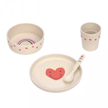 Lassig Happy Rascals Heart Lavender 5-Piece Dinnerware Set for Children