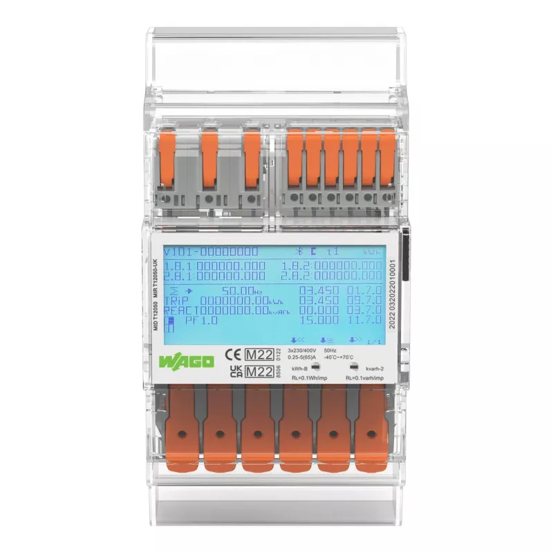 WAGO 879-3000 4PU Trifazis energijos skaitiklis, skaitmeninis, 65 A, MID sertifikuotas, 1 vnt.