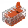 WAGO 221-420 Kompaktiška jungiamoji gnybtų juosta su svirtelėmis, 10 laidų, 0,2-4 mm², skaidrus korpusas, oranžinė svirtelė, 10 vnt. pakuotė
