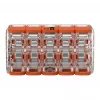 WAGO 221-420 Kompaktiška jungiamoji gnybtų juosta su svirtelėmis, 10 laidų, 0,2-4 mm², skaidrus korpusas, oranžinė svirtelė, 10 vnt. pakuotė