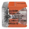WAGO 221-420 Kompaktiška jungiamoji gnybtų juosta su svirtelėmis, 10 laidų, 0,2-4 mm², skaidrus korpusas, oranžinė svirtelė, 10 vnt. pakuotė