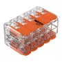 WAGO 221-420 Kompaktiška jungiamoji gnybtų juosta su svirtelėmis, 10 laidų, 0,2-4 mm², skaidrus korpusas, oranžinė svirtelė, 10 vnt. pakuotė