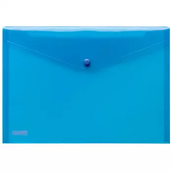 FolderSys A4 Transparent Blue PP Document Wallets with Snap Button, Pack of 10