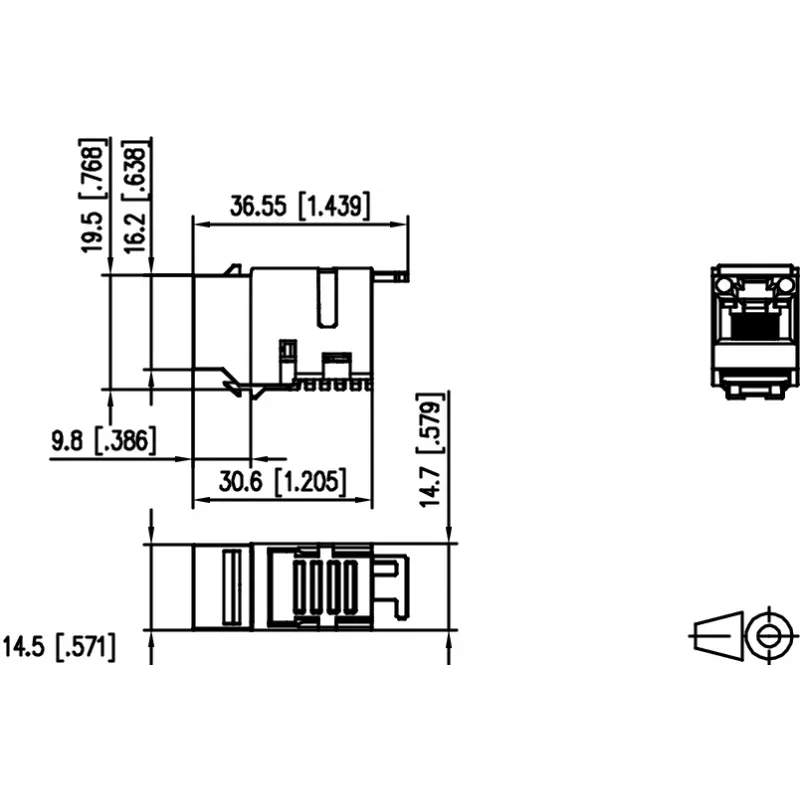 METZ CONNECT 130A10-29-I-B1 Flat Black RJ45 Female Cat6A Shielded Keystone Module