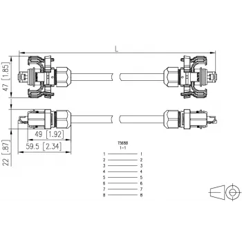 METZ CONNECT E-DAT Industry Patch Cable V6 IP67 Cat6 SF/UTP 15m Geltona