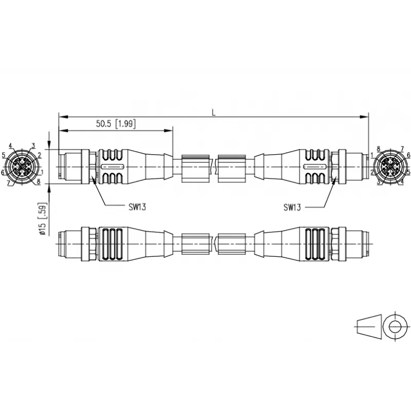 METZ CONNECT M12 pramoninis Ethernet jungiamasis kabelis, Cat.6A, 10 m, žalias