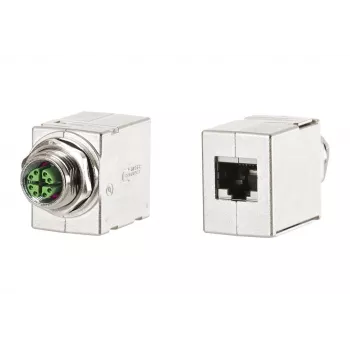 METZ CONNECT M12 D-coded Female Connector, 8-pin, Screw Termination, Shielded, IP67