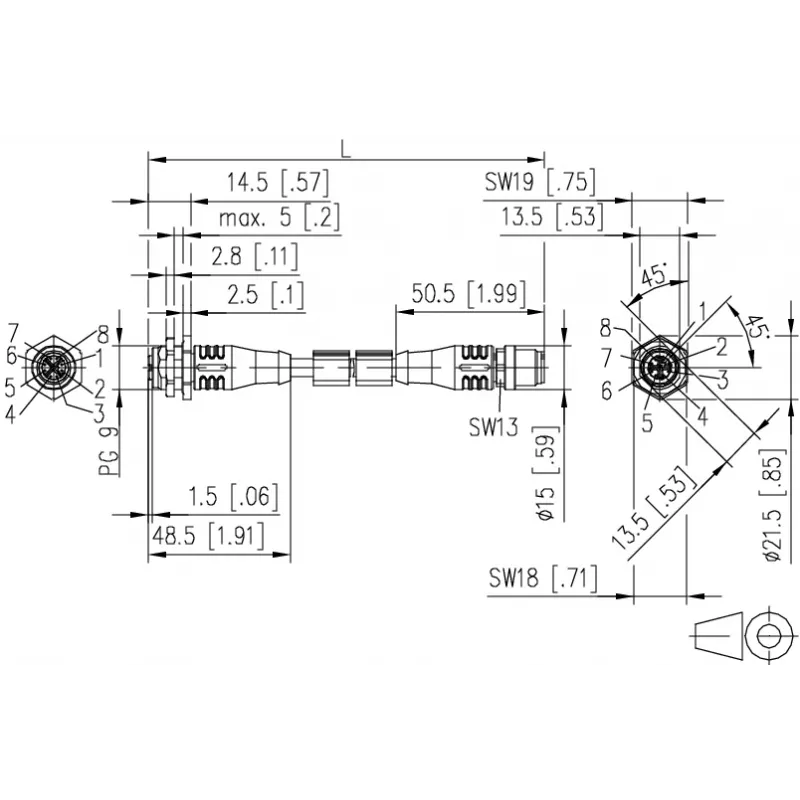 METZ CONNECT 142M2X12020 - 2 m - Cat6a - M12 - M12 - Žalias