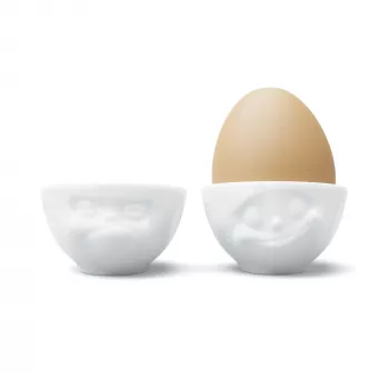 FIFTYEIGHT PRODUCTS Egg Cup Set No. 3 - Happy & Grumpy White