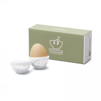FIFTYEIGHT PRODUCTS Egg Cup Set No. 3 - Happy & Grumpy White