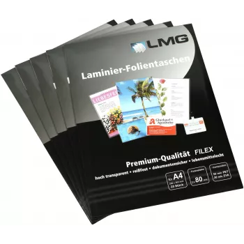 LMG Laminavimo Maišeliai A4 Blizgūs 80 Mikronų 25 Vnt.