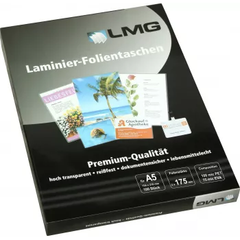 LMG Laminavimo maišeliai A5 blizgūs 100 vnt. 175 mikronų