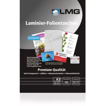 LMG Laminavimo maišeliai A3 blizgūs 125 mikronų 100 vnt.