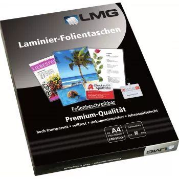 LMG Laminavimo maišeliai A4 blizgūs 80 mikronų 100 vnt.
