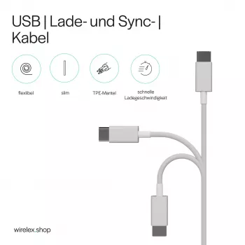 SHIVERPEAKS Flexline USB-C į USB-C įkrovimo ir sinchronizavimo laidas, USB 2.0, ABS, Baltas, 0,5 m (FL31-12050)