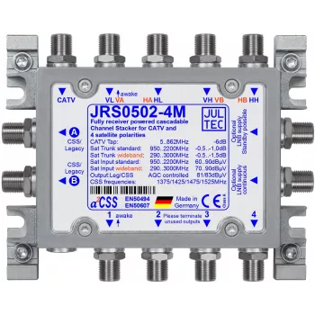JULTEC JRS0502-4M 4x1 SAT/Terrestrial Multiswitch, 2 Outputs, DiSEqC 1.0/2.0, JRM Technology