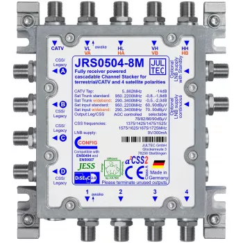 JULTEC JRS0504-8M Unicable II vieno kabelio keitiklis (4 SAT įėjimai, 8 vartotojų juostos)