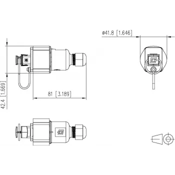 METZ CONNECT E-DAT Industry IP67 V4 Cable Coupling RJ45 Field Jack Insert Cat.6