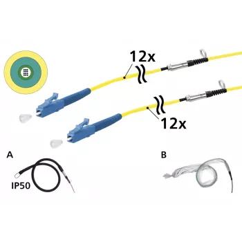 METZ CONNECT OpDAT VIK universalus kabelis 12x OS2 LC–LC, 50 m