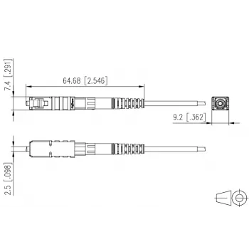 METZ CONNECT 1509QKEA002C-E SC/PC OS2 vienmodžio šviesolaidžio pigtail 2 m žalia 20 vnt.
