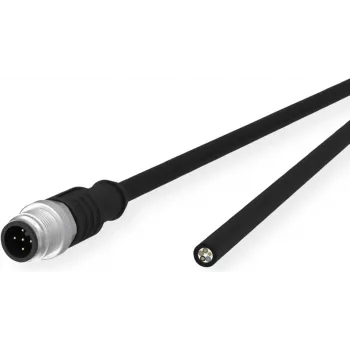 METZ CONNECT tinklo kabelis 5-pin M12-A (S) iki neužbaigto galo 1 m Neekranuotas Halogen-free Suvyta juoda A-coded