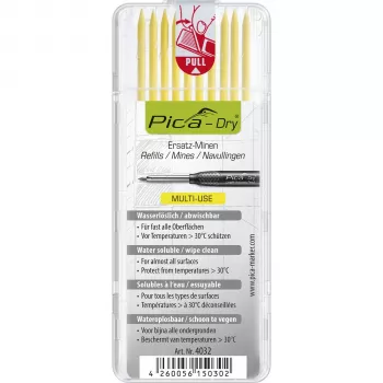 PICA-MARKER Pica DRY Refills Yellow - 10 Leads, 2,8 mm, Water Soluble