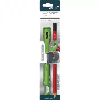 PICA-MARKER Pica Pencil Holder Set su Integruotu Galąstuvu ir Kišeniniu Laikikliu, Juoda ir Grafito Spalva
