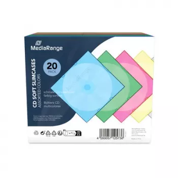 MEDIARANGE Retail Pack CD Soft Slim Case Color (5x4) - 20 spalvotų plonų dėklų rinkinys