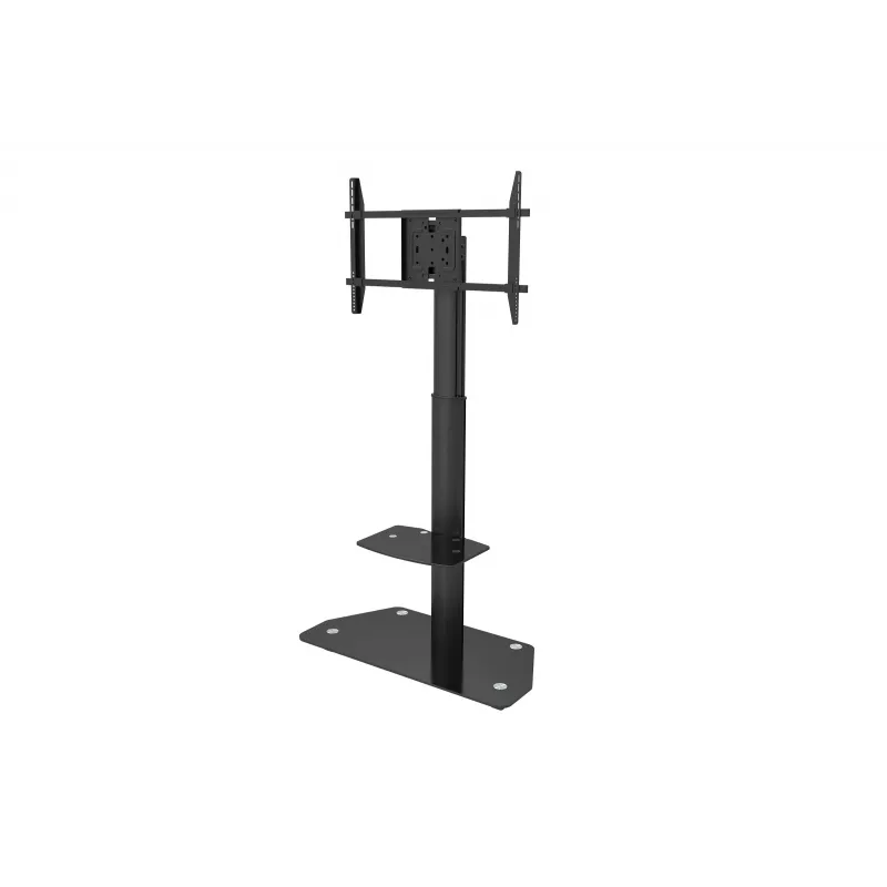 celexon Professional Adjust-3270MP Portrait Mobile Display Stand Trolley for 32-70 inch Screens, Anodized Aluminum, Frosted Glass, Black