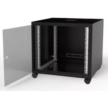 IT-BUDGET 19-Inch Network Cabinet SJB - 10U - 600x600 mm - Glass Door - Rear Panel - Black (W-3987-01-01-161-BBL)