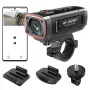 AKEEYO AKY-710S 4K motociklo vaizdo registratorius su dviem kameromis, GPS, Wi-Fi, IP67 vandeniui atsparus - juodas