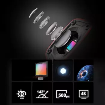 AKEEYO AKY-710S 4K motociklo vaizdo registratorius su dviem kameromis, GPS, Wi-Fi, IP67 vandeniui atsparus - juodas