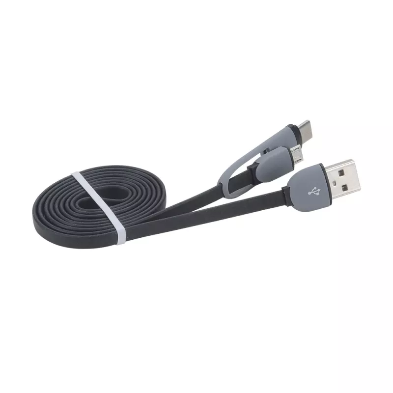 Akasa AK-CBUB35-10BK USB 2.0 laidas - USB A į Micro-USB B su USB-C adapteriu - 1 m - Juoda