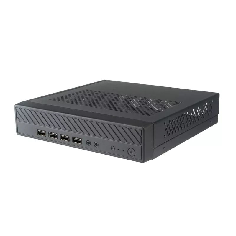 Akasa Cypher MX Thin Mini-ITX korpusas, aliuminis/SGCC, juodas, 1x 2,5 inch HDD/SSD, VESA laikiklis