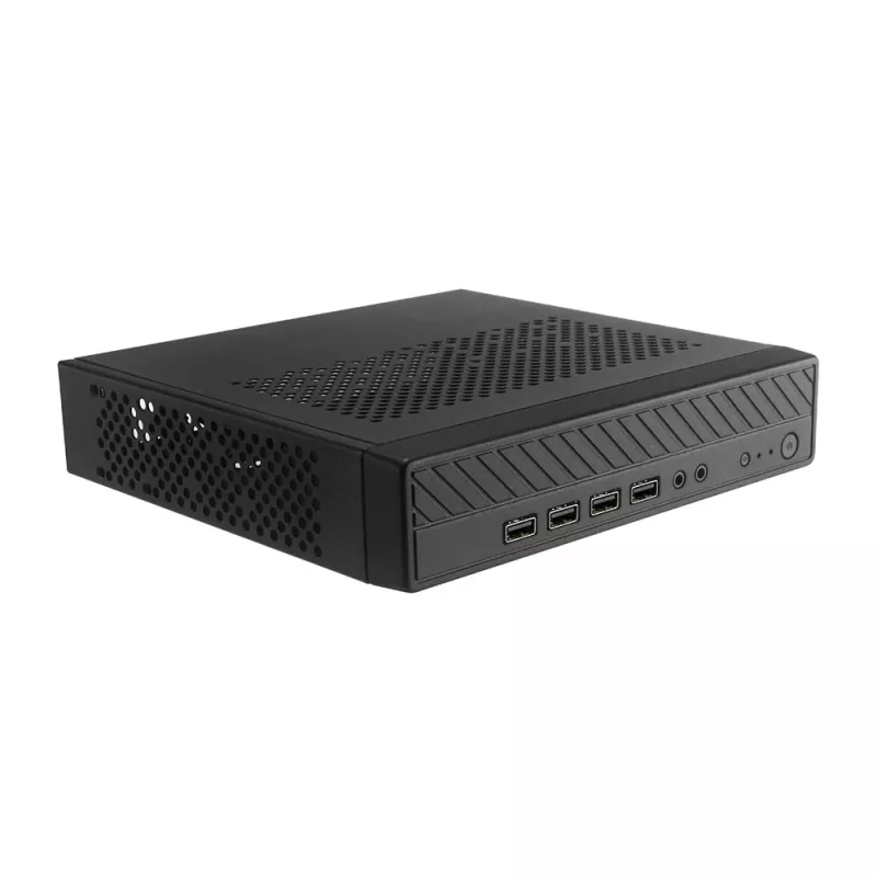 Akasa Cypher MX Thin Mini-ITX korpusas, aliuminis/SGCC, juodas, 1x 2,5 inch HDD/SSD, VESA laikiklis
