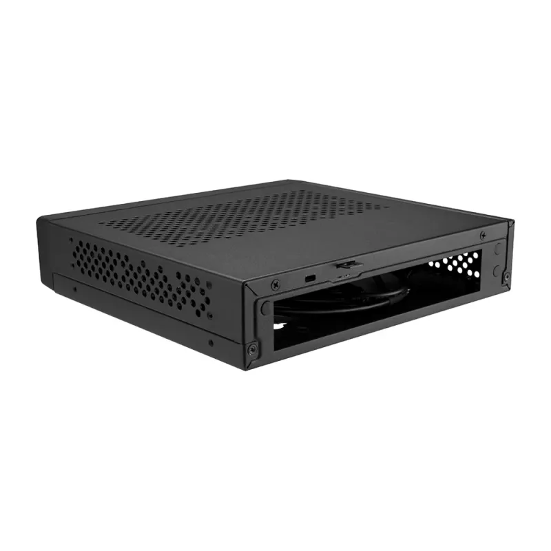 Akasa Cypher MX Thin Mini-ITX korpusas, aliuminis/SGCC, juodas, 1x 2,5 inch HDD/SSD, VESA laikiklis