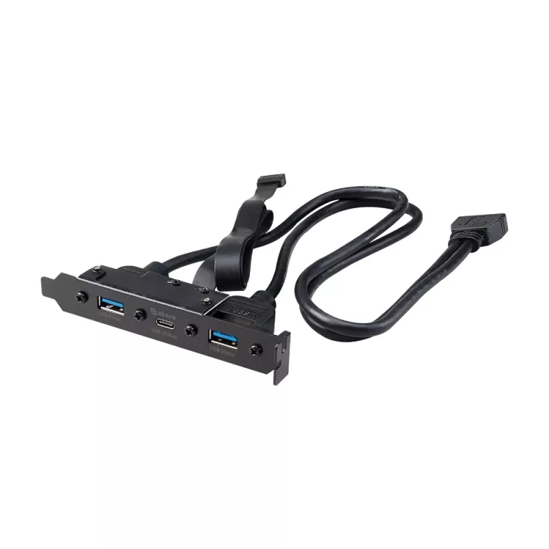 Akasa USB 3.1 Gen 2 Internal Adapter Cable with Dual USB 3.0 Type-A Ports - 50 cm - Black