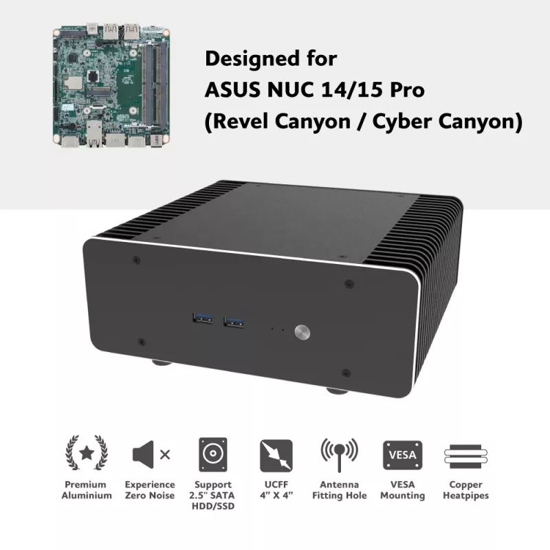 Akasa Maxwell RC Pro Premium Fanless Case for ASUS NUC 14 Pro Revel