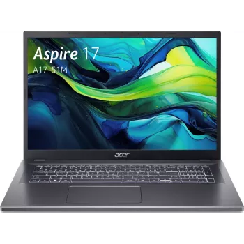 Acer Aspire 17 A17-51M nešiojamas kompiuteris - Intel Core 5 120U 1,4 GHz - 16 GB DDR5 RAM - 1.024 TB NVMe SSD - 17,3 inch Full HD LED - Windows 11 Pro - Intel Graphics - Wi-Fi 6E - Bluetooth 5.3 - Sidabrinis/Juodas