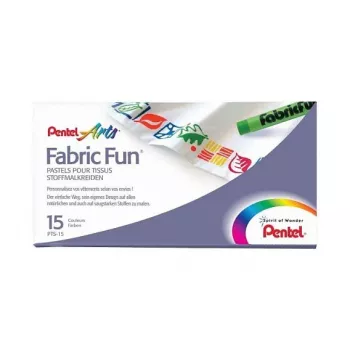Pentel Fabric Fun Pastel Fabric Dye Sticks, 15 Assorted Colours, CF15PASTELLI X TESSUTI CONF.ASS