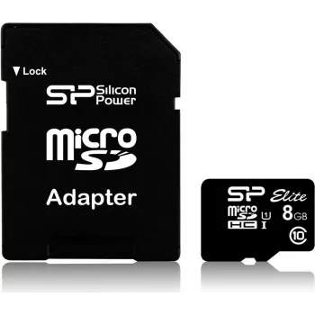 Silicon Power Elite 8GB microSDHC UHS-I atminties kortelė, Class 10
