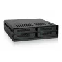 ICY DOCK ExpressCage MB324SP-1B mobilus korpusas 4x 2.5 colio SATA/SAS diskams, 1x 5.25 colio vieta, su varžtais nesuspaudžiami padėklai, juodas