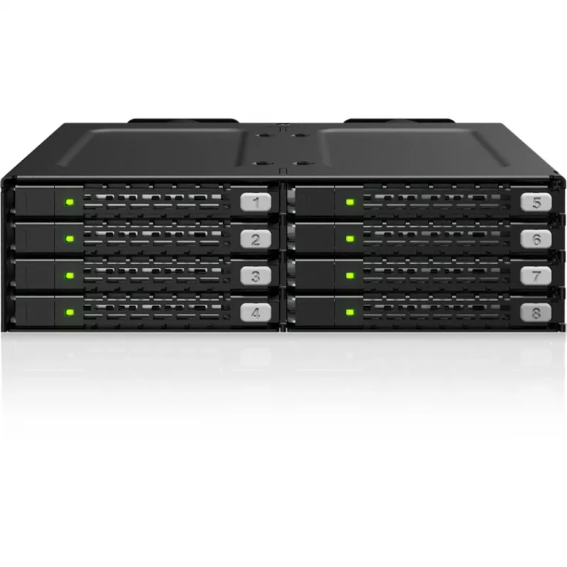 ICY DOCK ToughArmor MB998V4P-B 8-Bay U.2/U.3 NVMe SSD PCIe 4.0 Mobile Rack Enclosure for 5.25-Inch Bay (4 x SlimSAS 8i SFF-8654)