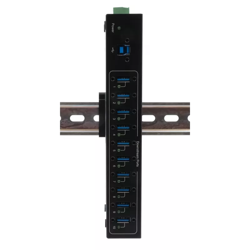Exsys USB 3.2 Gen 1 10-Port Metal Hub with DIN-Rail Kit, VIA VL811+ Chipset, 5 Gbps, 5V/4A Power Adapter, 1,8m Cable