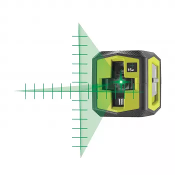 RYOBI Kryžminis lazeris, žalias spindulys, diapazonas 15 m