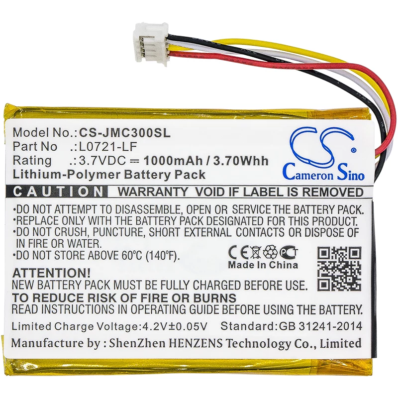 Cameron Sino pakaitinė baterija, skirta JBL Clip 3, Clip 3AN, Clip 3SAND (L0721-LF / CS-JMC300SL) – 1000mAh 3.7V Li-Po