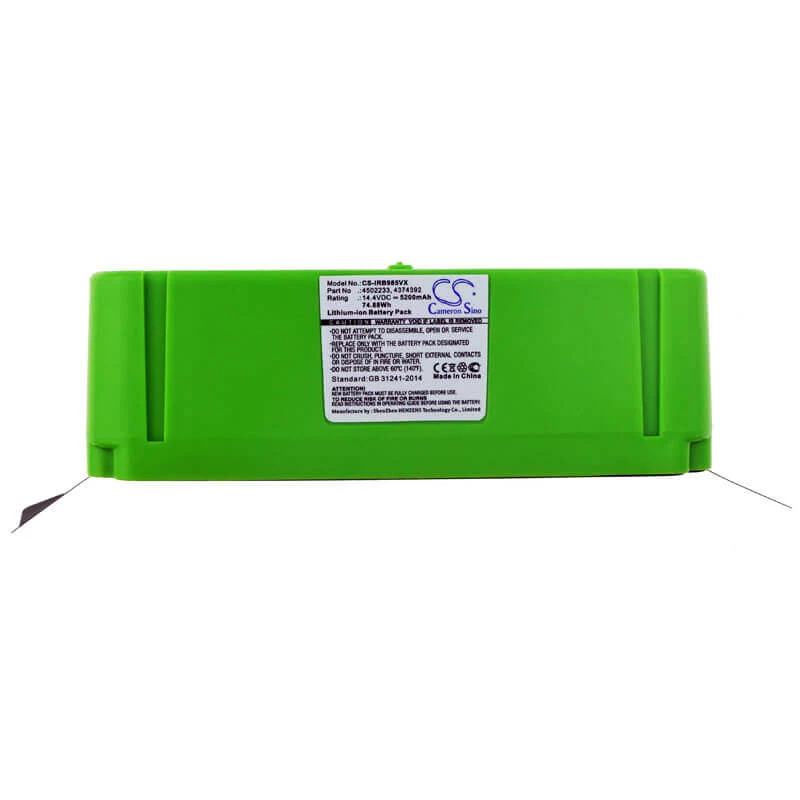 CAMERON SINO Atraminė baterija iRobot Roomba 680 805 891 960 980 serijoms - 14,4V 5200mAh Li-ion (CS-IRB985VX)