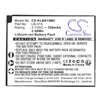Cameron Sino CS-KLB015MC atsarginė baterija, skirta Kodak LB-015, WPZ2, 3,7 V 750 mAh Li-ion