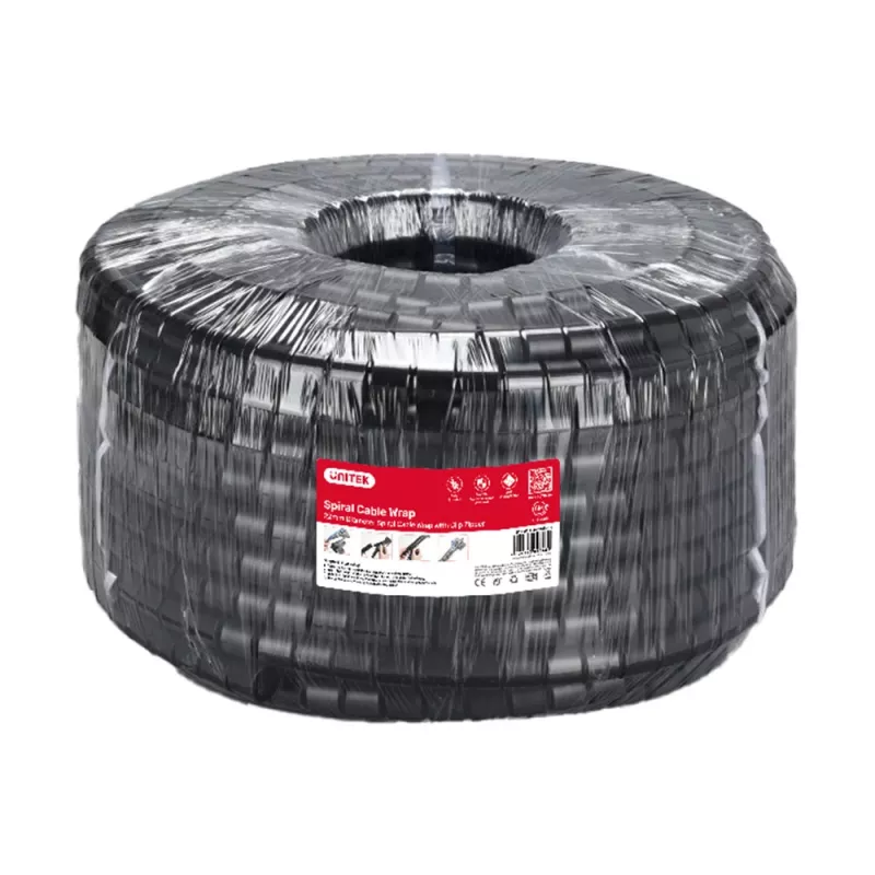 UNITEK Spiralinis kabelių rišiklis, 5m, 22mm skersmuo, juodas