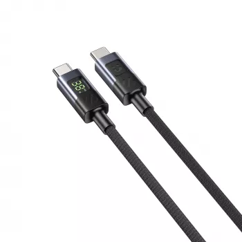 UNITEK USB-C PD 60W 480Mbps kabelis su ekranu 2m pintas juodas